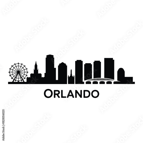 Orlando florida skyline silhouette with ferris wheel