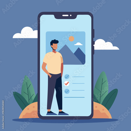 Modern mobile app interface showing user profile and task checklist