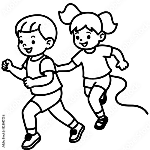 Kids Playing Tag Together 