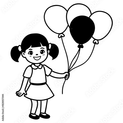 Girl Holding Balloons”