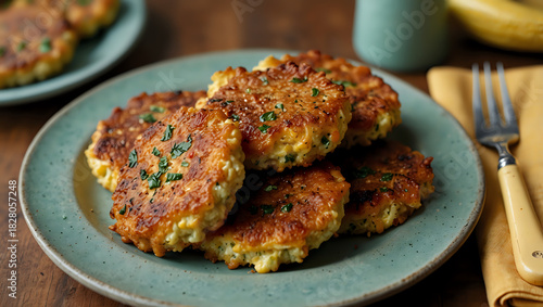 Fototapeta Naklejka Na Ścianę i Meble -  Corn Fritters With Herbs