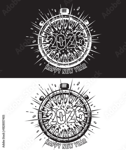 Happy new year countdown clock 2026 design vector concept template illustration for banner and greeting card graphic design 