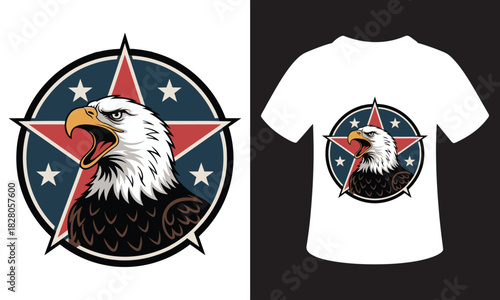 American bald eagle emblem on t shirt design mockup