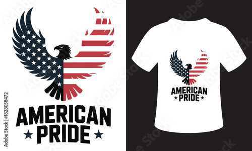 American pride eagle with us flag design on t shirt