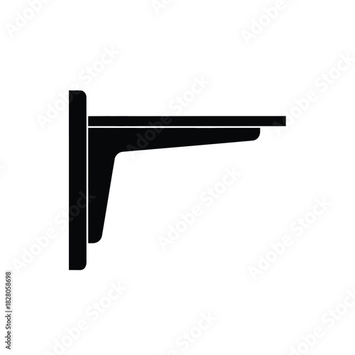 Black shelf bracket on white background support hardware