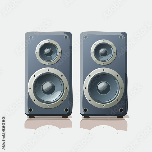 Paire d'enceintes de type bibliothèque, 2 voies, écoute ,audio, haut-parleur, HIFI, isolé sur fond blanc, stéréo