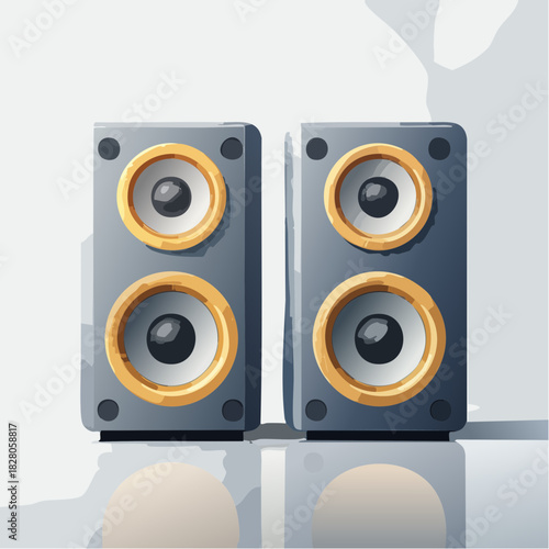 Paire d'enceintes de type bibliothèque, 2 voies, écoute ,audio, haut-parleur, HIFI, isolé sur fond blanc, stéréo