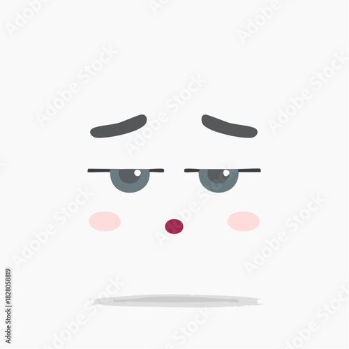 Une paire de grands yeux, stylisés, très expressif  évoquant une émotion, fatigue, ennui, endormi, hagard, isolé sur fond blanc