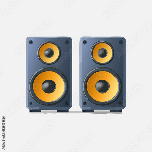 Paire d'enceintes de type bibliothèque, 2 voies, écoute ,audio, haut-parleur, HIFI, isolé sur fond blanc, stéréo