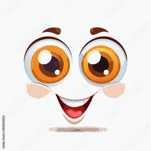 Une paire d'yeux exprimant de manière stylisée, la joie, la surprise, positif, gai, gaité, joyeux, sourire 