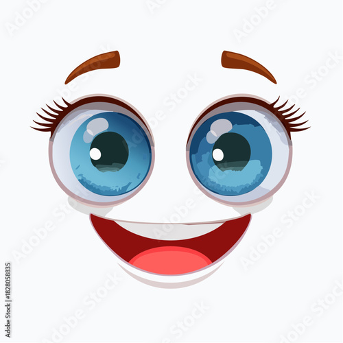 Une paire d'yeux exprimant de manière stylisée, la joie, la surprise, positif, gai, gaité, joyeux, sourire 