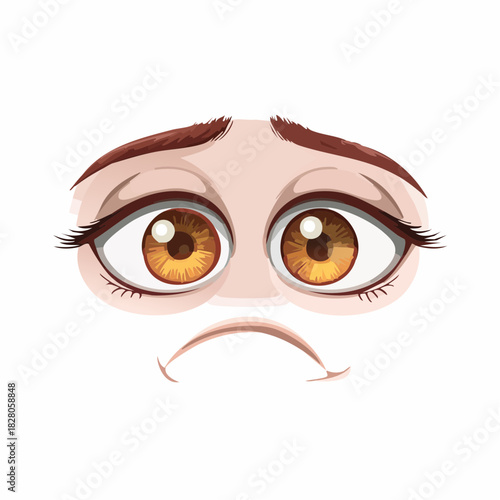 Juste une paire d'yeux très expressive, sentiment de tristesse, de déception, design amusant, enfantin, isolé sur fond blanc