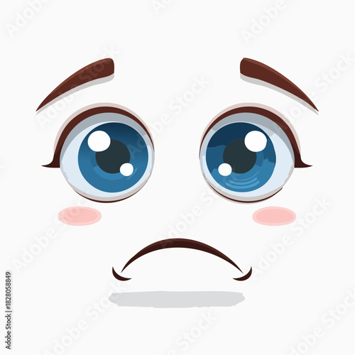 Juste une paire d'yeux très expressive, sentiment de tristesse, de déception, design amusant, enfantin, isolé sur fond blanc