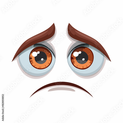 Juste une paire d'yeux très expressive, sentiment de tristesse, de déception, design amusant, enfantin, isolé sur fond blanc