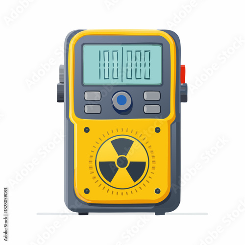 Compteur Geiger, appareil portatif pour mesurer la radioactivité, rayonnement ionisant,  isolé su un fond blanc