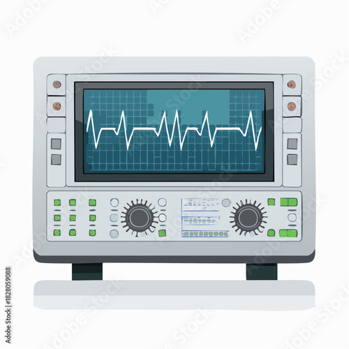 Oscilloscope, appareil scientifique de mesure, isolé sur un fond blanc