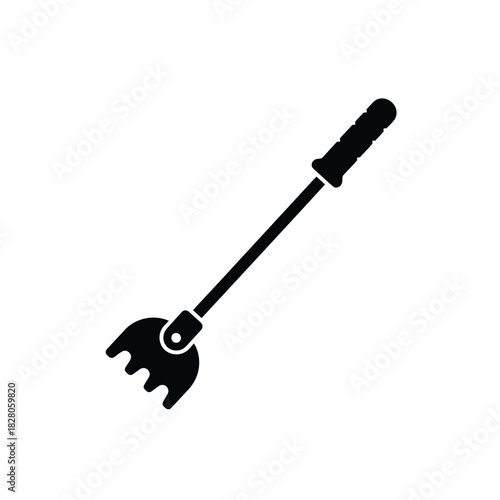 Black silhouette of a back scratcher tool vector