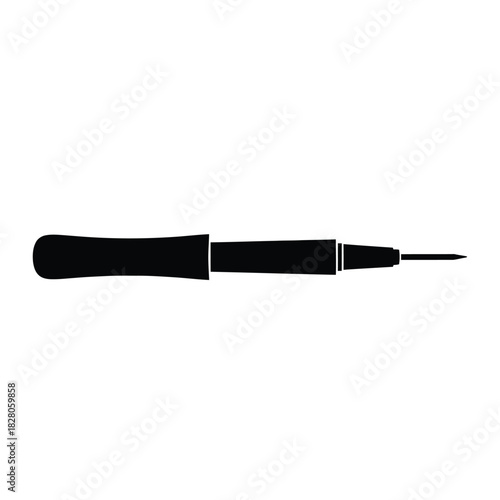 Black silhouette of a awl tool on white background