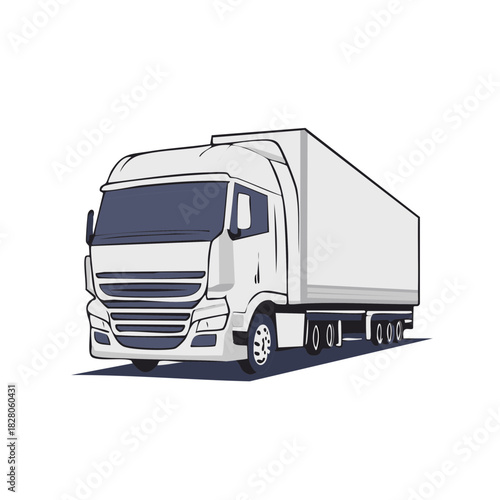 Commercial Haulage Illustration White Semi Truck Cargo Delivery Transport Freight Vehicle