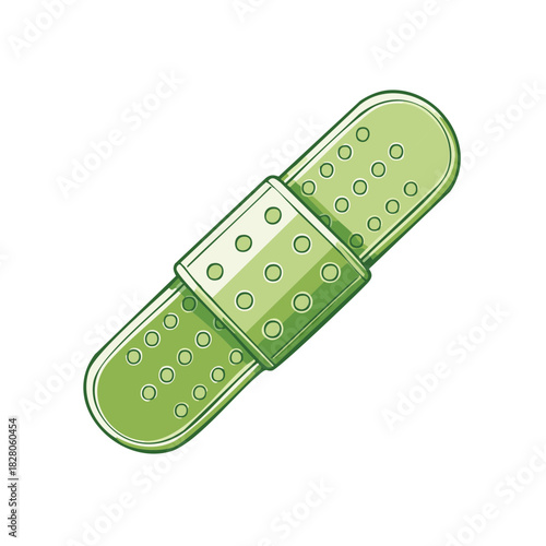 Green bandage with holes for wound treatment and first aid