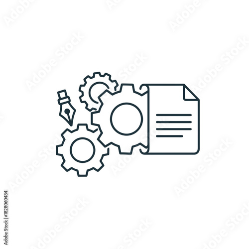 Business process outline icon set for management and planning