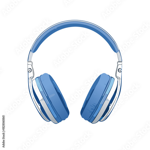 Modern blue headphones vector illustration for music and audio entertainment isolated