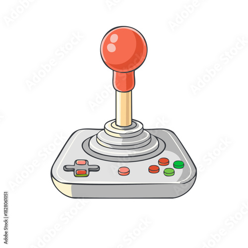 Retro Gaming Joystick Controller Classic Video Game Arcade Device Illustration
