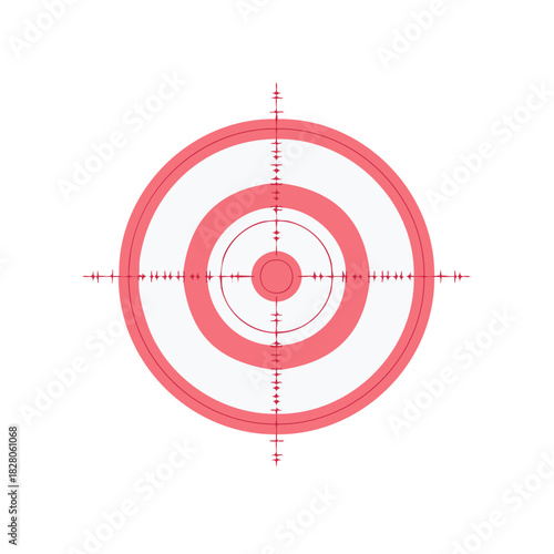 Red and white aiming target with precision scope crosshairs vector illustration