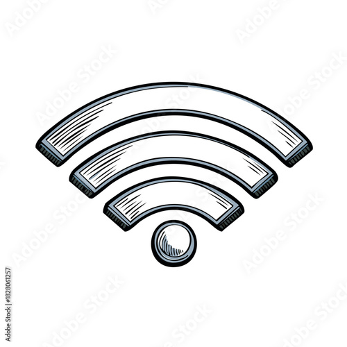 Hand Drawn Wifi Icon, Wireless Internet Signal, Connection Symbol, Network Access Concept Illustration