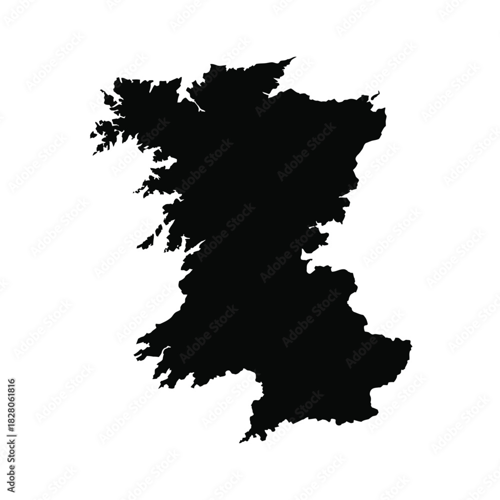 Obraz premium Black silhouette map of wales country outline