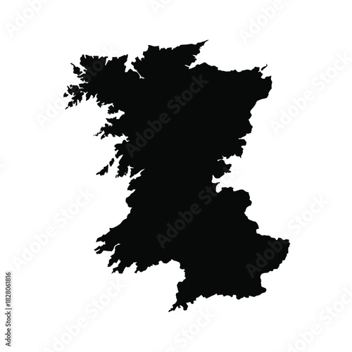 Black silhouette map of wales country outline