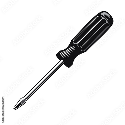 Classic Flathead Screwdriver with Black Handle and Silver Shaft
