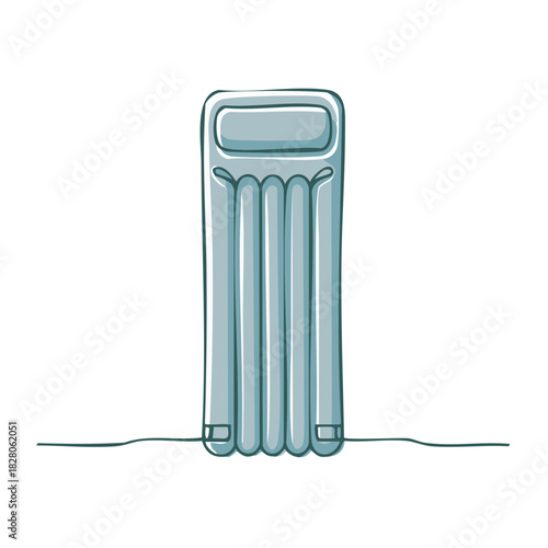 Inflatable swimming mattress hand drawn on sand for summer vacation