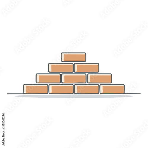 Simple graphic illustration featuring a small brick wall on a white background