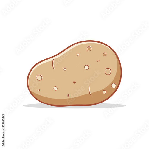 Stylized Cartoon Potato Vegetable Illustration with Subtle Shadow Effect