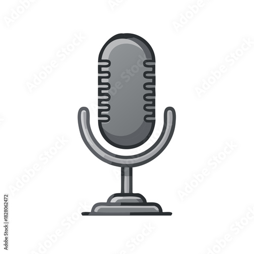 Vintage Microphone Graphic Icon Audio Recording Device Sound Equipment Accessory