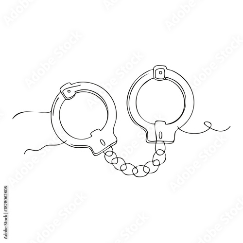 Handcuffs Illustration: Justice System, Crime, Law Enforcement Handcuff Rings Drawing