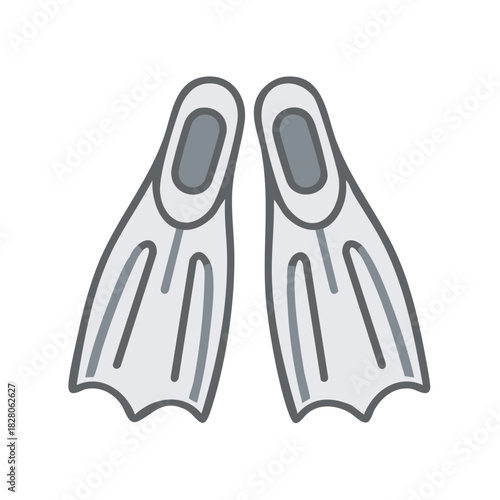 Pair of light gray swimming fins designed for water activities and diving