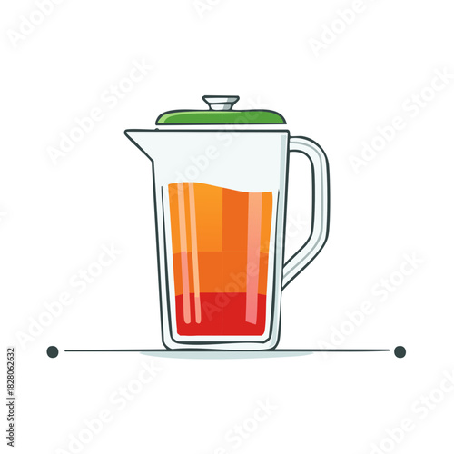 Layered Juice Pitcher with Green Lid Serving Fresh Colorful Beverages