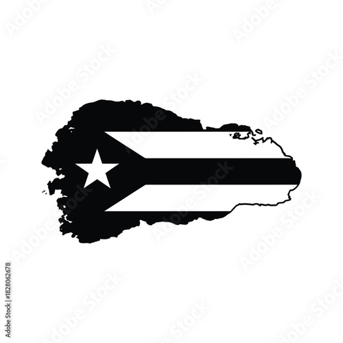 Puerto rico flag outline silhouette