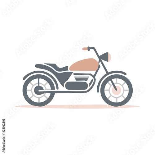 Stylized Vintage Motorcycle with Geometric Design and Soft Color Palette