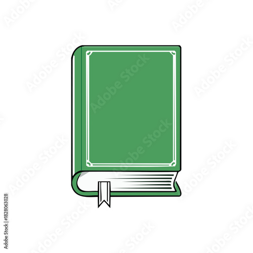 Vibrant green illustrated book with elegant border and page marker