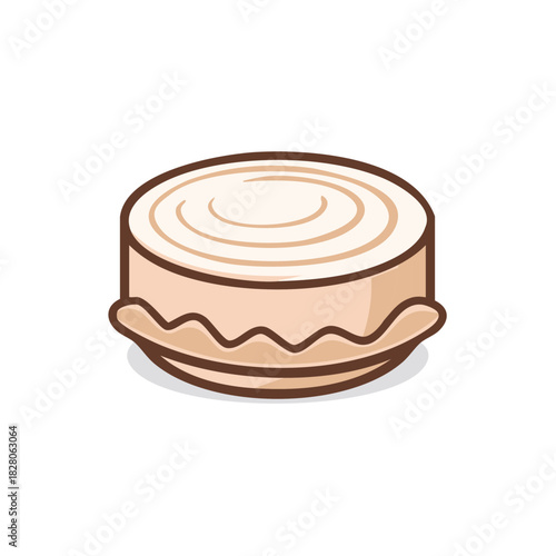 Sweet cinnamon roll pastry with creamy frosting in a decorative wrapper food illustration