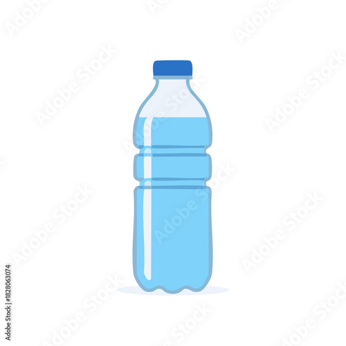Water Bottle Illustration Refreshing Liquid in Blue Plastic Container Graphic, Design of Hydration with Transparent Packaging