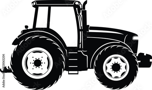 Agricultural Vehicle Vector Graphic with Large Wheels, Representing Farming, Rural Life, and Heavy Machinery.