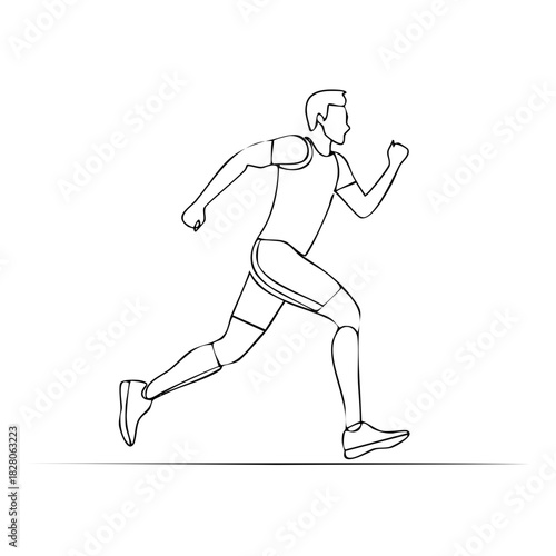 Running athlete outline sketch marathon jogger sprinter motion art