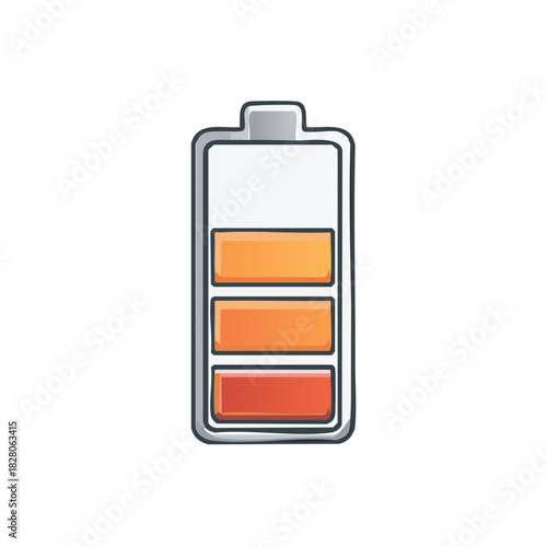 Battery Charge Indicator with Low Power Level Depicted in Cartoon Style