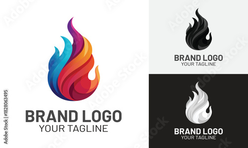 Colorful Gradient Flame Logo Design for Modern Branding and Creative Business Identity