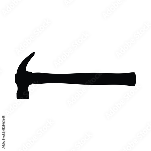 Black silhouette of a claw hammer on white background 2