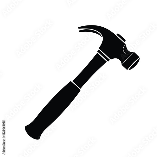 Black silhouette of a claw hammer on white background 5